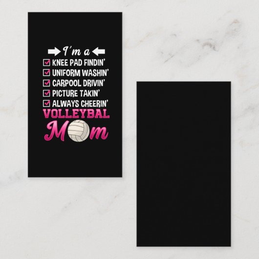 Funny Volleyball mama Cheering Moeder Kind Support Visitekaartje (Voorkant / Achterkant)