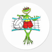 Funny Volleyball Ronde Sticker (Voorkant)