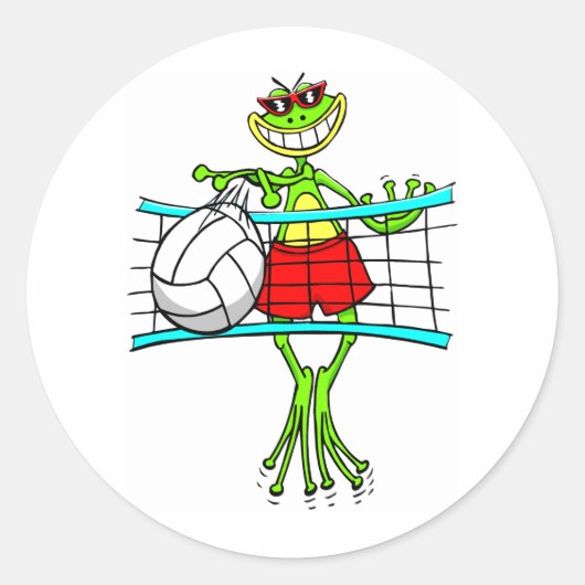 Funny Volleyball Ronde Sticker (Voorkant)