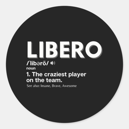 Funny Volleyball speelt Libero Ronde Sticker (Voorkant)