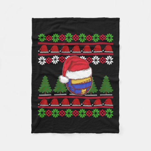 Funny Volleyball Team Ugly Sweater Kerstlight Fleece Deken (Voorkant)