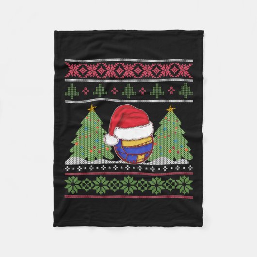 Funny Volleyball Team Ugly Sweater Kerstlight Fleece Deken (Voorkant)