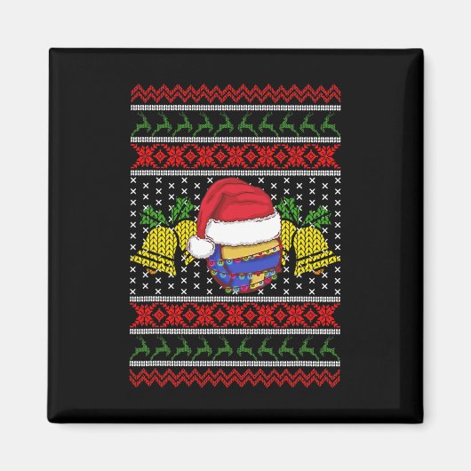 Funny Volleyball Team Ugly Sweater Kerstlight Magneet (Voorkant)