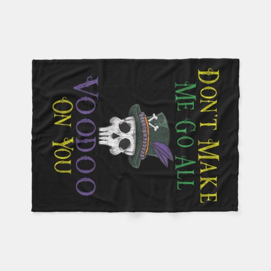 Funny Voodoo Quote - Witch Doctor Skull Mardi Gras Fleece Deken (Voorkant (Horizontaal))
