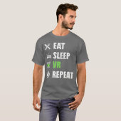 Funny VR Gamer Virtual Reality Gaming Eat Sleep VR T-shirt (Voorkant volledig)