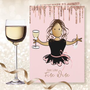 Funny Vrouw Cartoon Fine Wine for Her Birthday Kaart