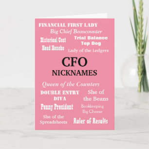Funny Vrouw CFO Joke Birthday Wenskaart Kaart