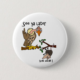 Funny Vulture praat met Possum Cartoon Ronde Button 5,7 Cm