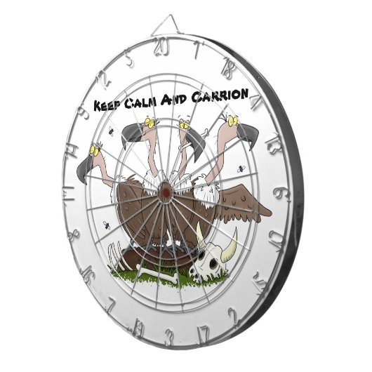 Funny vultures humor cartoon dartbord (Voorkant Rechts)