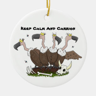 Funny vultures humor cartoon keramisch ornament