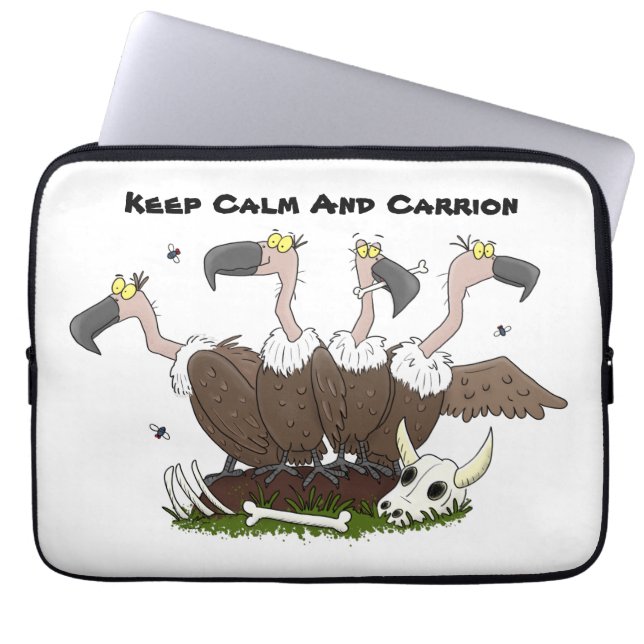 Funny vultures humor cartoon laptop sleeve (Voorkant)