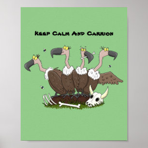 Funny vultures humor cartoon poster