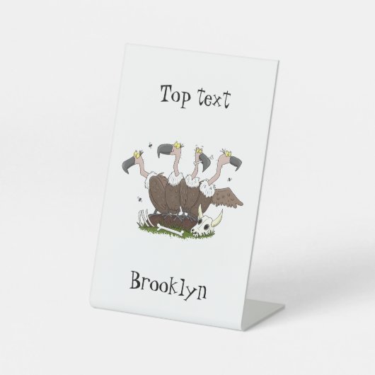 Funny vultures humor cartoon reclamebord met voetstuk (Voorkant)