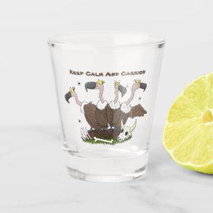 Funny vultures humor cartoon shot glas