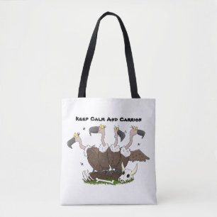 Funny vultures humor cartoon tote bag