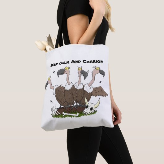 Funny vultures humor cartoon tote bag (Dichtbij)