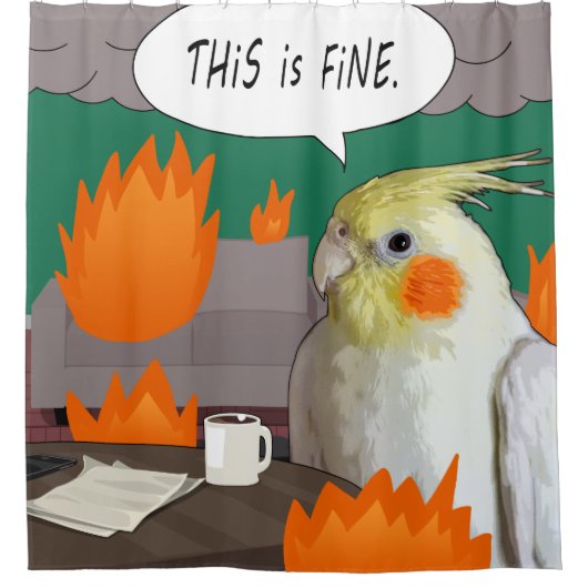 Funny Wacky Cockatiel Meme Dit is een fijne groene Douchegordijn (Voorkant)