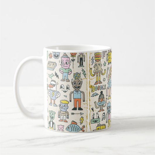Funny Wacky Doodle Characters set 2. tekst Koffiemok (Links)