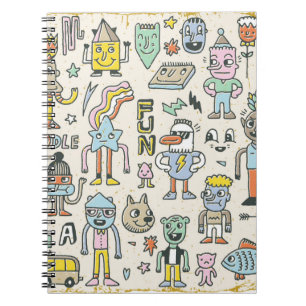 Funny Wacky Doodle Characters set 2. tekst Notitieboek