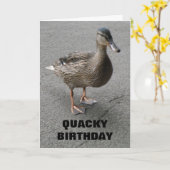 Funny Waddling Duck Custom Birthday Card Kaart (Gele Bloem)