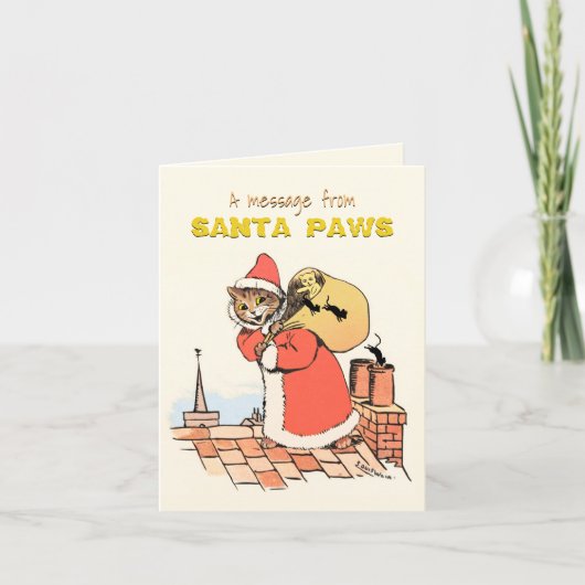 Funny  Wain Santa Claus Cat KerstArt Feestdagen Kaart (Voorkant)