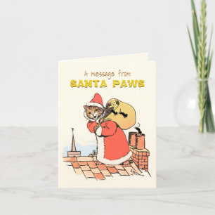 Funny  Wain Santa Claus Cat KerstArt Feestdagen Kaart