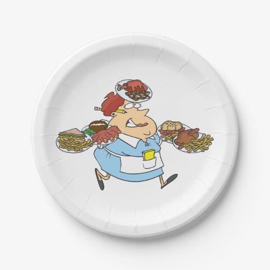 Funny Waitress Papieren Bordje (Voorkant)