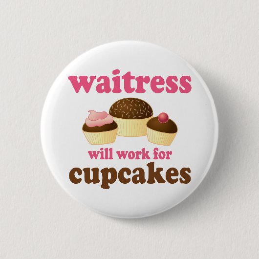 Funny Waitress Ronde Button 5,7 Cm (Voorkant)