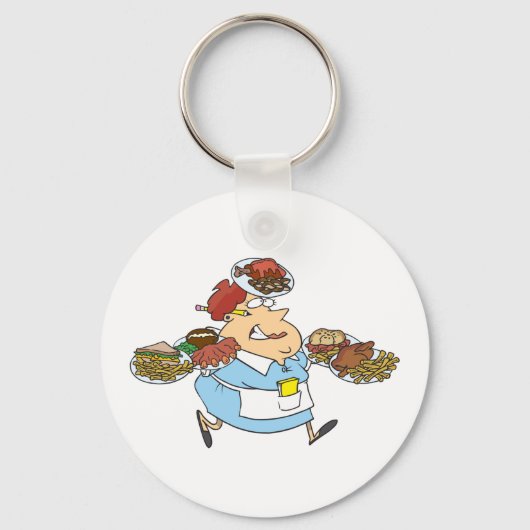 Funny Waitress Sleutelhanger (Achterkant)