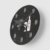Funny Wall Clock - Geen wijn voor 9 Ronde Klok (Hoek)
