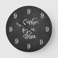 Funny Wall Clock - Geen wijn voor Nine Chalkboard