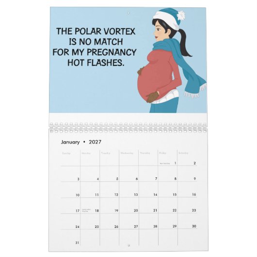 Funny Wall kalender voor zwangere vrouwen (Jan 2027)