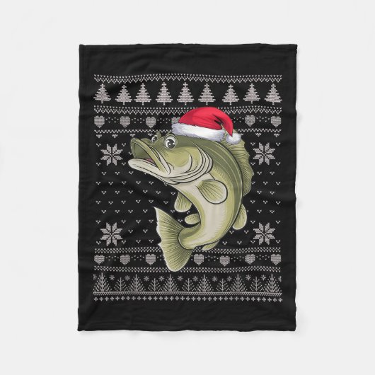Funny Walleye Fish Ugly Christmas Sweater Santa Xm Fleece Deken (Voorkant)