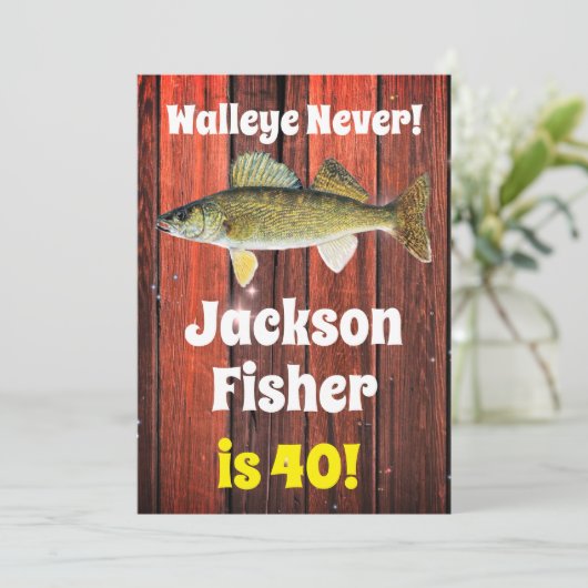 Funny Walleye Fisherman's Birthday Kaart (Staand voorkant)