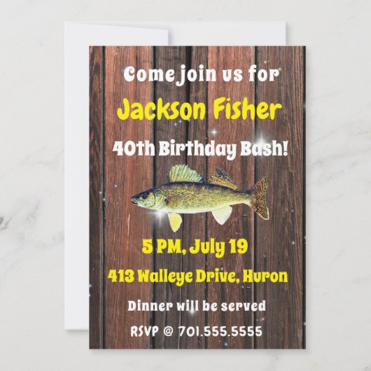 Funny Walleye Fisherman's Birthday Kaart (Achterkant)
