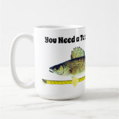 Funny Walleye Pike en Tape Measure Koffiemok (Links)
