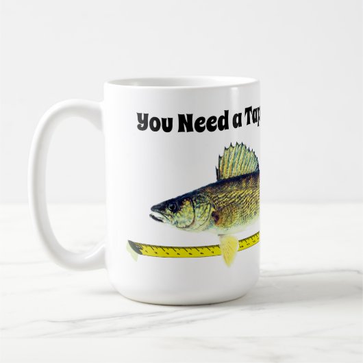 Funny Walleye Pike en Tape Measure Koffiemok (Links)