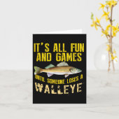 Funny Walleye Vist zoetwatervis grafische Mannen Kaart (Gele Bloem)