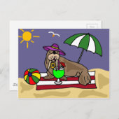 Funny Walrus bij de Beach Art Briefkaart (Voorkant / Achterkant)