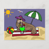 Funny Walrus bij de Beach Art Briefkaart (Voorkant)