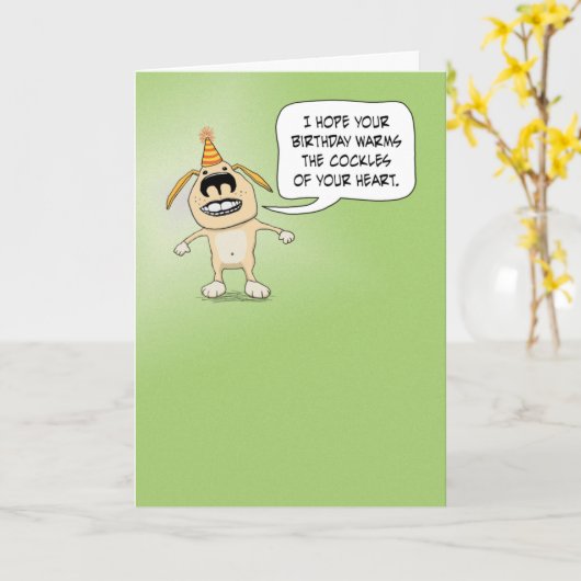 Funny Warm de kokkels van je hart. Kaart (Gele Bloem)