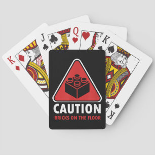 Funny Warning Attach Building Blocks Bricks on Fl Pokerkaarten