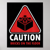 Funny Warning Attach Building Blocks Bricks on Fl Poster (Voorkant)