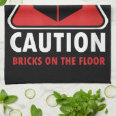 Funny Warning Attach Building Blocks Bricks on Fl Theedoek (Gevouwen)