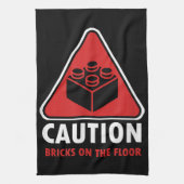 Funny Warning Attach Building Blocks Bricks on Fl Theedoek (Verticaal)