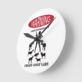 FUNNY Warning Boerderij Patrolled by Crazy Goat LA Ronde Klok (Hoek)