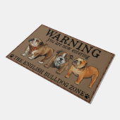Funny Warning English Bulldog Zone Doormat Deurmat (Schuin)