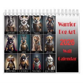 Funny Warrior Dog Lovers 2026 Wall Calendar Kalender