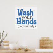 Funny Wash Your Hands Bathroom Hygiene Sign Poster (Keuken)