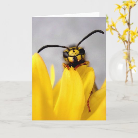 Funny Wasp Greeting Card Kaart (Gele Bloem)